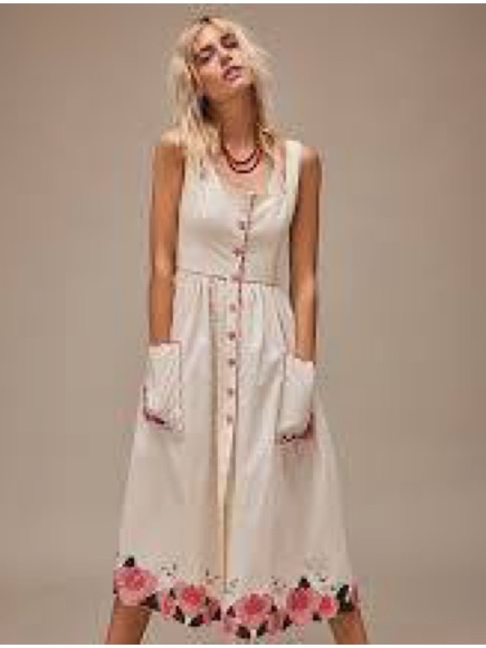 Free People Rosey Posey Cream Maxi Dress Set with under shorts Embroidery - Picture 6 of 8